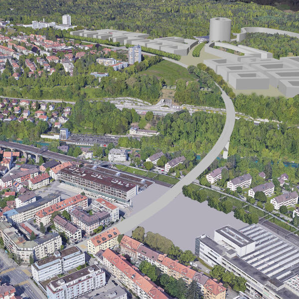 Viererfeldbrucke Stadterweiterung Langgasse vom Wylereggplatz aus